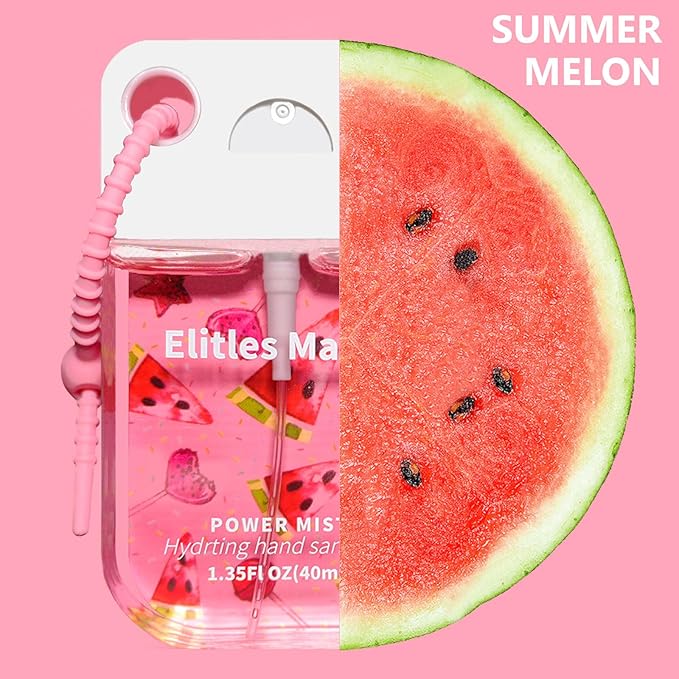 Hand Sanitizer Spray, 4Pack Spray Hand Sanitizer Travel Size With Cute Keychain, Scented Power Mist Hydrating for Kids Christmas Gifts,1.35FL.OZ (Watermelon,Citrus,Strawberry,Lavender