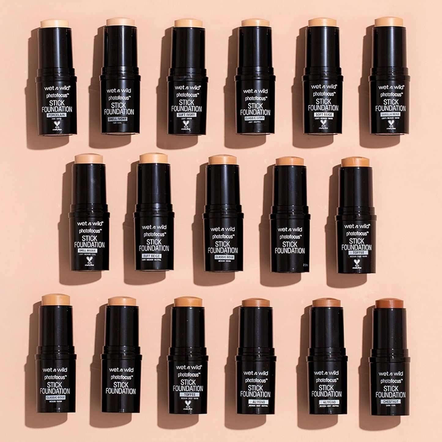 wet n wild Photo Focus Matte Foundation Stick Makeup Shell Ivory & Soft Ivory | Vegan & Cruelty-Free
