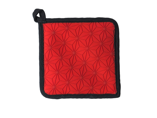 Lodge 6.5 Inch 2 in 1 Silicone and Fabric Trivet/Potholder - Dishwasher Safe Trivet Designed for Universal Use - Reusable Heat Protection up to 450° - Red and Black