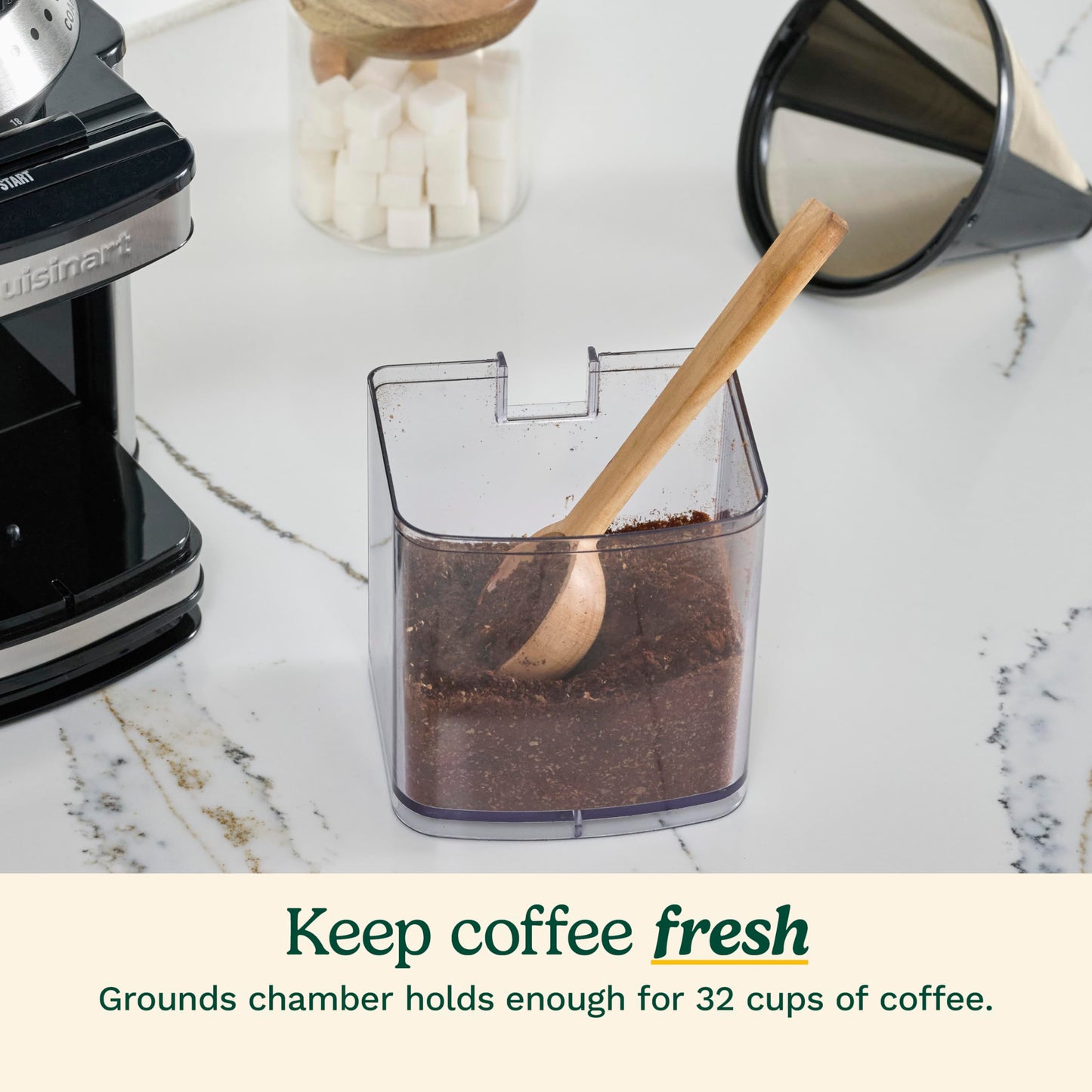 Cuisinart Coffee Grinder, Electric One-Touch Automatic Burr Coffee Grinder with 18-Position Grind Selector, Cup Size Selector for 4 – 18 Cups, DBM-8P1, Black Stainless