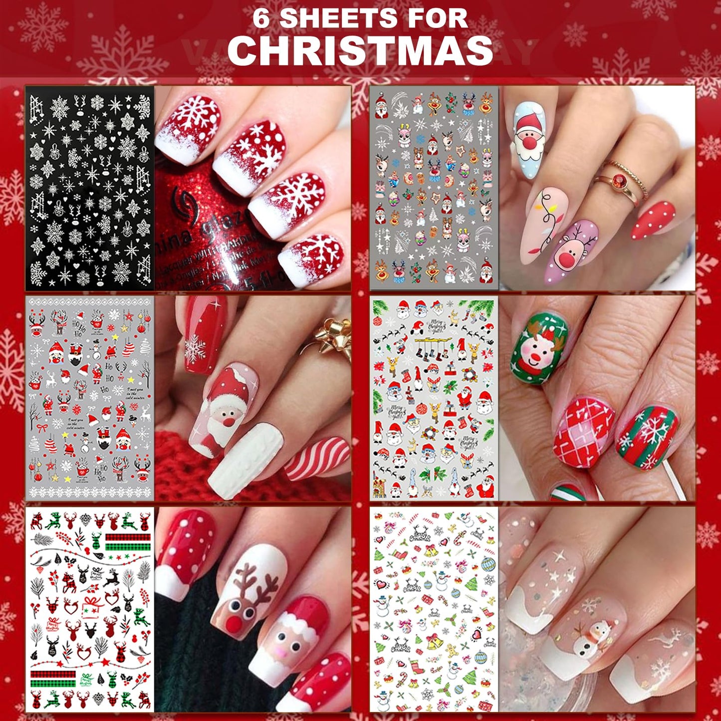 IDDFEVE 30 Sheets All Holiday Nail Art Stickers, Variety Pack Seasonal Nail Decals for All Year, Self-Adhesive Pegatinas Uñas St. Patrick's Independence Day Halloween Fall Christmas Heart Design