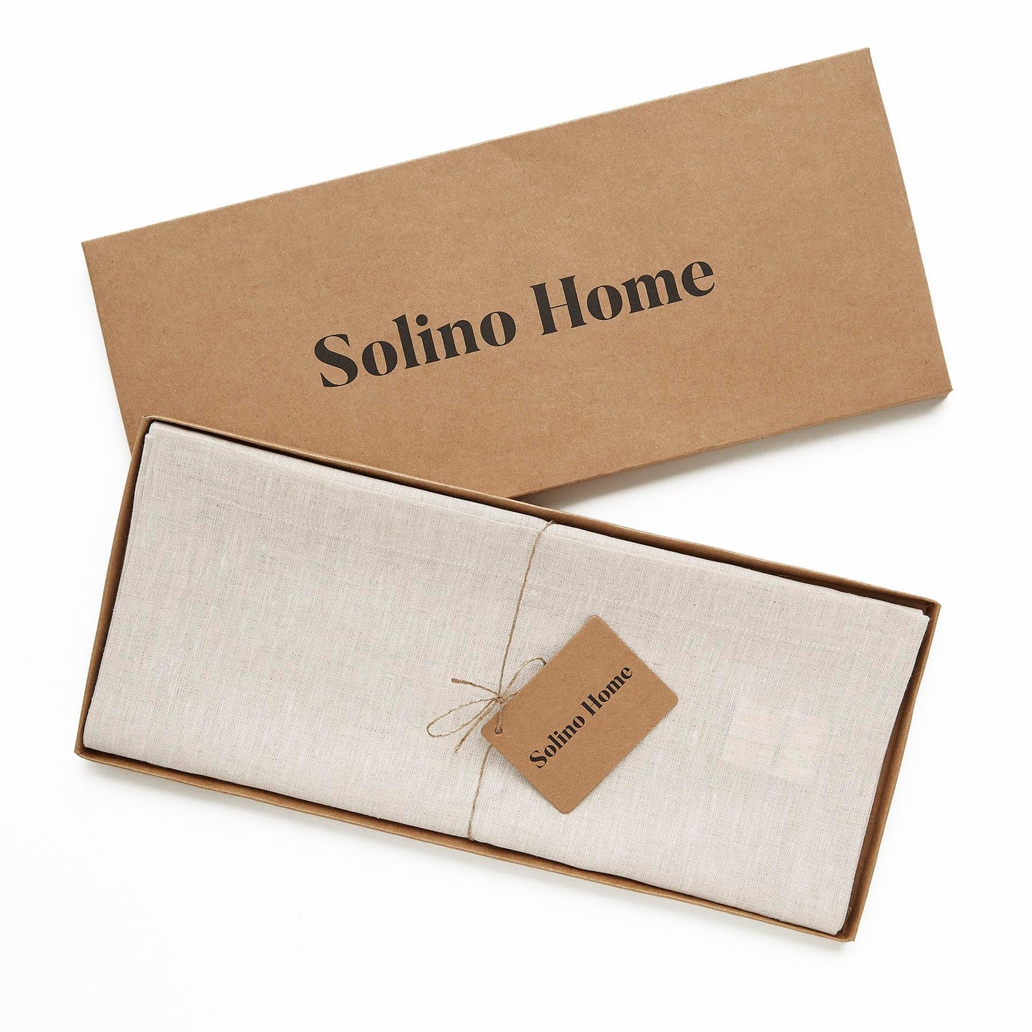 Solino Home Linen Table Runner 108 Inches Long - Athena, 100% Pure Linen Light Natural 14 x 108 Inch Table Runner for Dining, Summer, Fall
