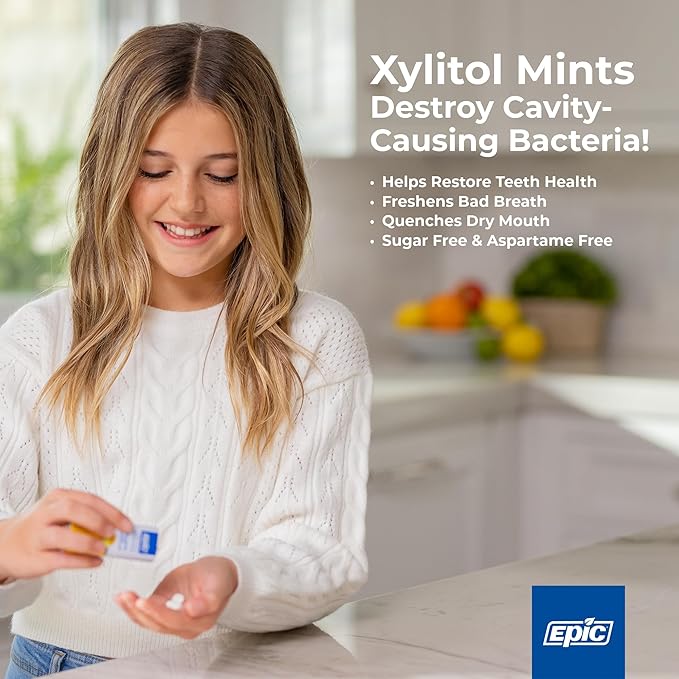Epic Xylitol Wintergreen Chewing Gum & Peppermint Mints Bundle - 500 Pieces Wintergreen Gum & 550 Peppermint Mints - Sugar Free, Aspartame Free, Dentist-Recommended for Dry Mouth & Cavity Protection