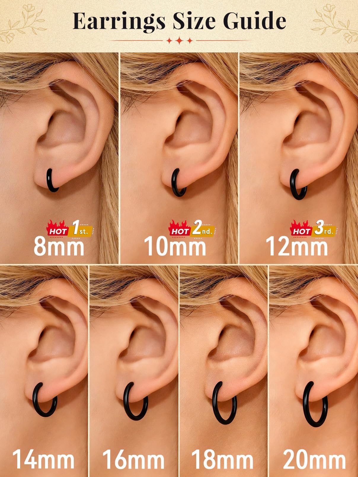 FaithHeart Hoop Earrings for Women, Black Hypoallergenic Huggie Hoop Earrings, Small Cartilage Earrings for Women 20mm, Send Gift Box
