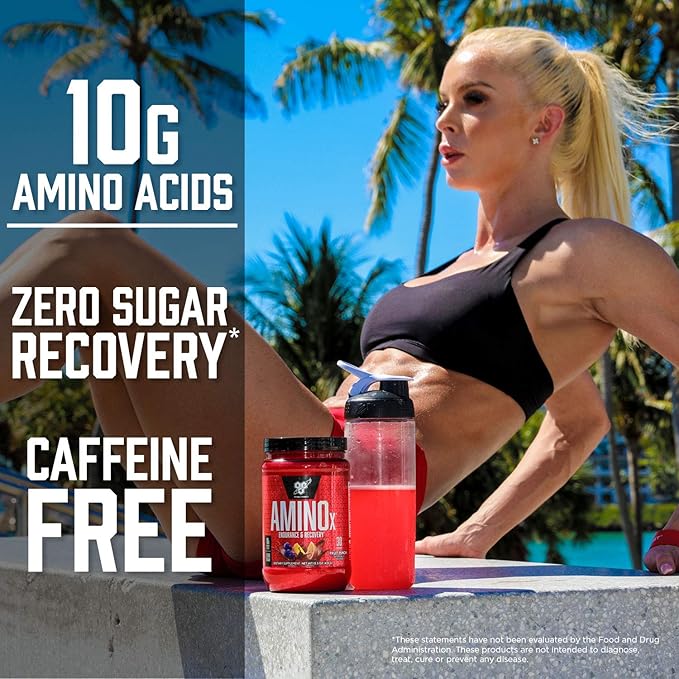 BSN Amino X Muscle Recovery & Endurance Powder with BCAAs, 10 Grams of Amino Acids, Keto Friendly, Caffeine Free, Flavor: Watermelon, 30 servings (Packaging may vary)