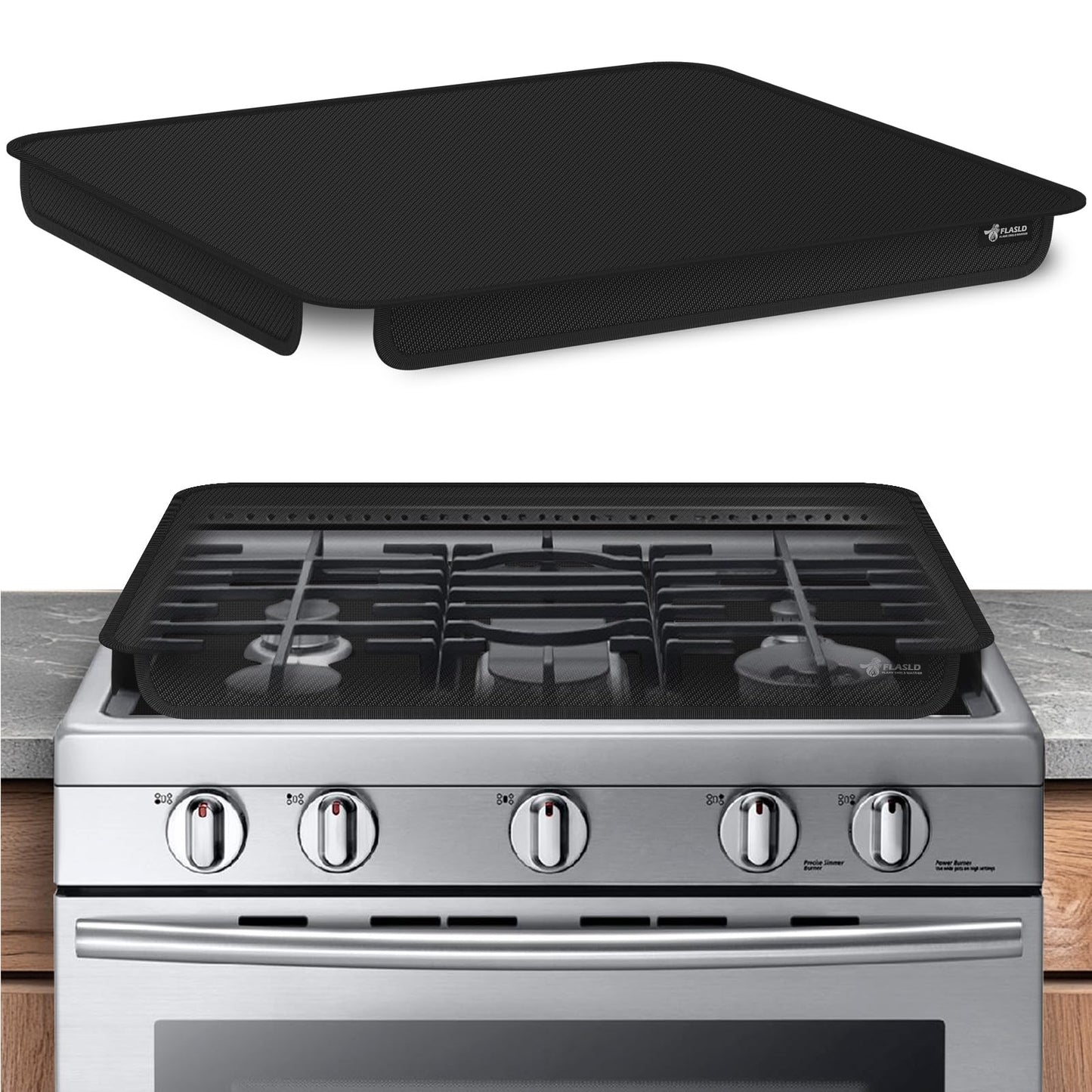 FLASLD Soft Gas Stove Burner Cover Fabric Mat, 29.5×21 Inches Foldable Easy Clean Gas Stove Protector, Anti Dust Stove Covers, Washable Stove Guard Top Protector