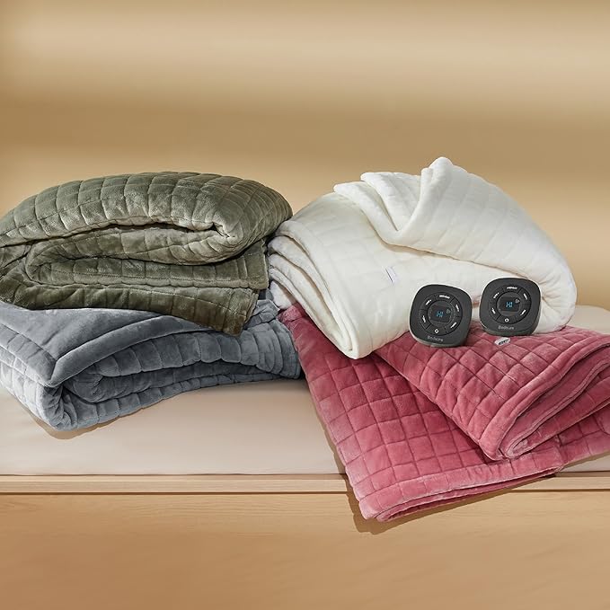 Bedsure Electric Blanket King Size - Dual Control Heated Weighted Blanket King with 10 Heat Settings, Fast Heating with 10 Time Settings (100x90 inches, Olive Green)