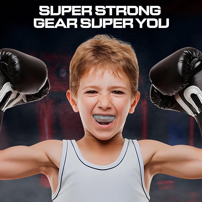 Sports Mouth Guard for Kids,Youth,Boys,Girls,Child Teen Mouthguard with Case (BPA Free) for Boxing, Martial Arts,MMA Karate,Lacrosse,Football,Soccer and All Contact Sports (Crystal)