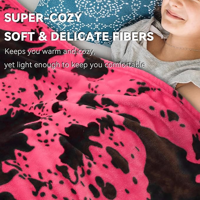 Hot Pink Throw Blanket - Cozy Lightweight Decorative Fleece Blanket for Couch, Bed, Sofa, Dorm, Home Decor, Pink Birthday Gifts for Women, Girls, Teens (50x60 Inches)