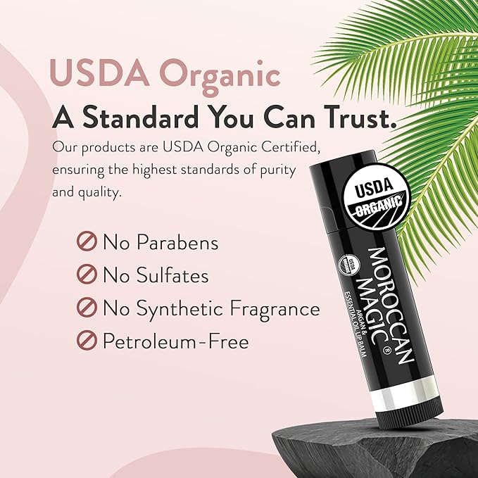 Moroccan Magic Organic Lip Balm & SPF15: 12 Piece Variety Pack Gift Set | Organic Argan and Essential Oils | Smooth | Natural | Non-Toxic | Cruelty Free | 12 Pack