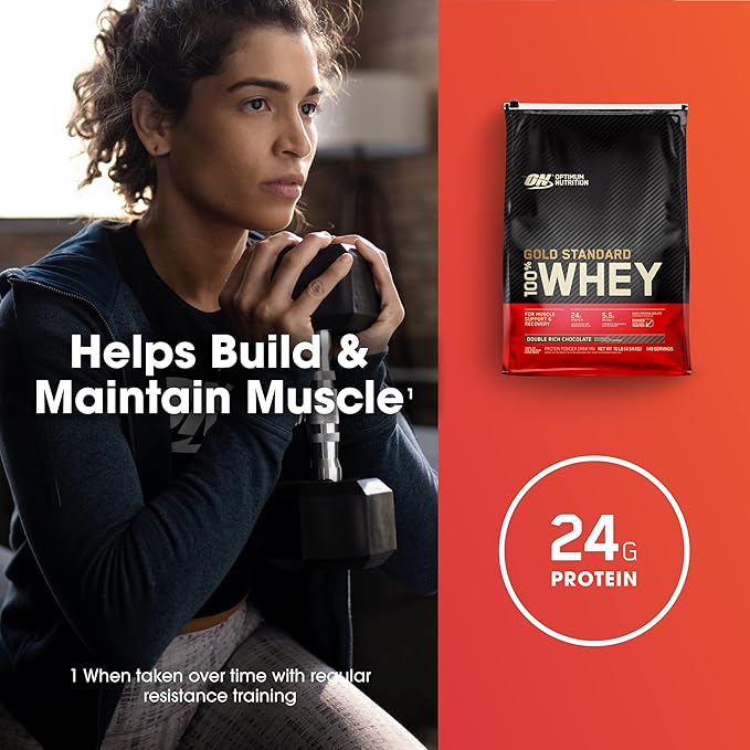 Optimum Nutrition Gold Standard 100% Whey Protein Powder, Double Rich Chocolate 10 Pound (Packaging May Vary)