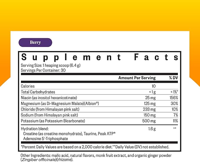 Seeking Health Optimal Electrolyte Powder, Berry Flavor, Healthy Energy and Endurance Support, Promotes Hydration and Healthy Muscles, Vegan and Vegetarian (30 Servings)*