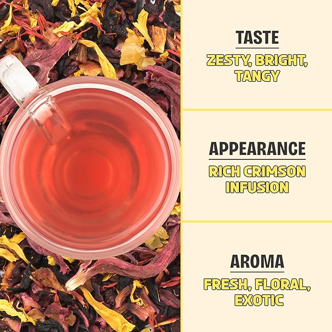 BREWIX, Mango Marvel Herbal Loose Tea (50+ Cups) | Made with Hibiscus, Mango, Pineapple, Orange Peel, Strawberry | Non-Caffeinated | Make Hot or Iced | Resealable Pouch