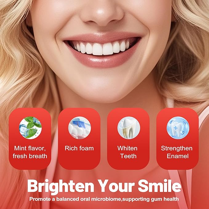 SP-6 Probiotic Whitening Toothpaste for Teeth Whitening/Brightening & Fresh Breath, 6 Probiotics Formula for Gum Health, Fluoride-Free, Minty Fresh Flavor,4.9 oz (1, Mint1)