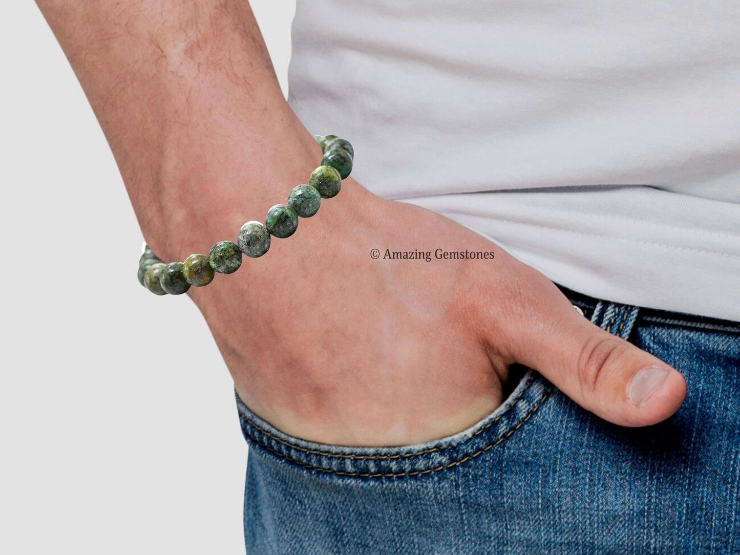Amazing Gemstone Crystal Bracelet for Women Men's Gifts - Protection Healing Crystal Bracelet - 8mm Gemstone Beaded Stretchable Bracelet Pulseras Para Hombres Mujer Stocking Stuffers Mothers Day Gift (African Turquoise)