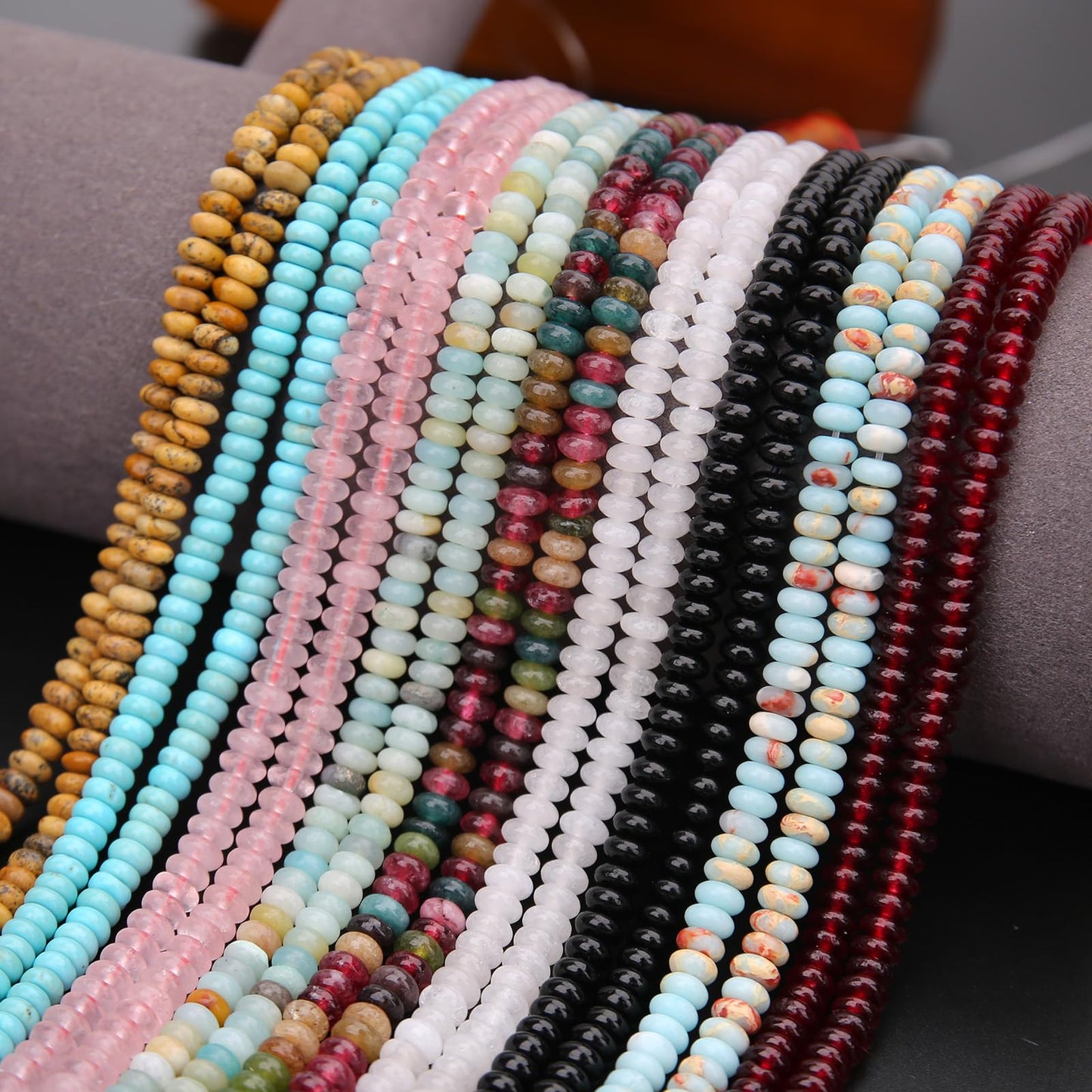 BONNY BOXX 1 Strand (150PCs) Natural 2 * 4mm Blue Turquoise Rondelle Beads, Natural Abacus Disk Stone Beads Loose Spacer Gemstone for DIY Bracelet Necklace Jewelry Making