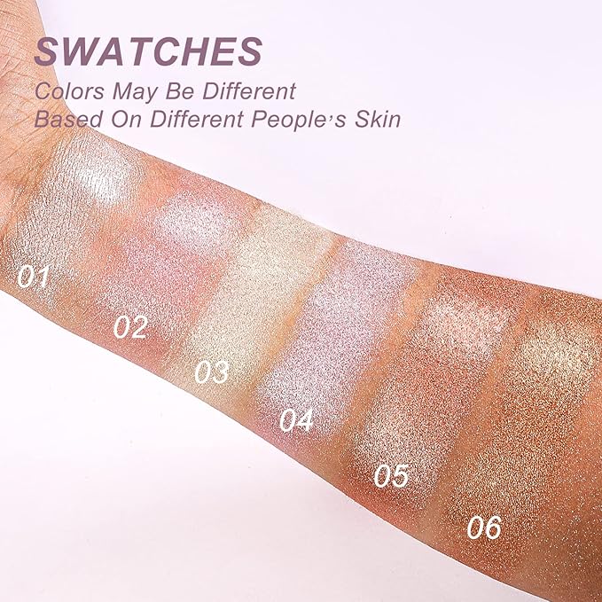 YOUNG VISION Pressed Powder Highlighter, Baked Natural Glow Contour Powder & Face Highlighter, Cruelty Free, Shimmer Highlighting Makeup for Face, Eye, Eyeshadow, Body, Skin (White)