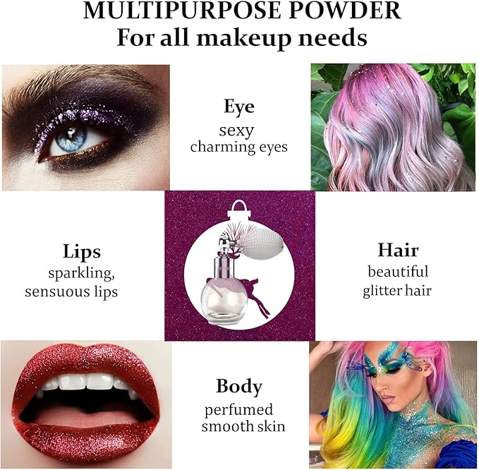 Pearl White Highlighter Spray, Loose Shimmer Powder High Gloss Makeup Mist for Body, Face, Hair, Long Lasting Glitter Hairspray for Festive Party, Stage Shows, Nightclubs, Bar