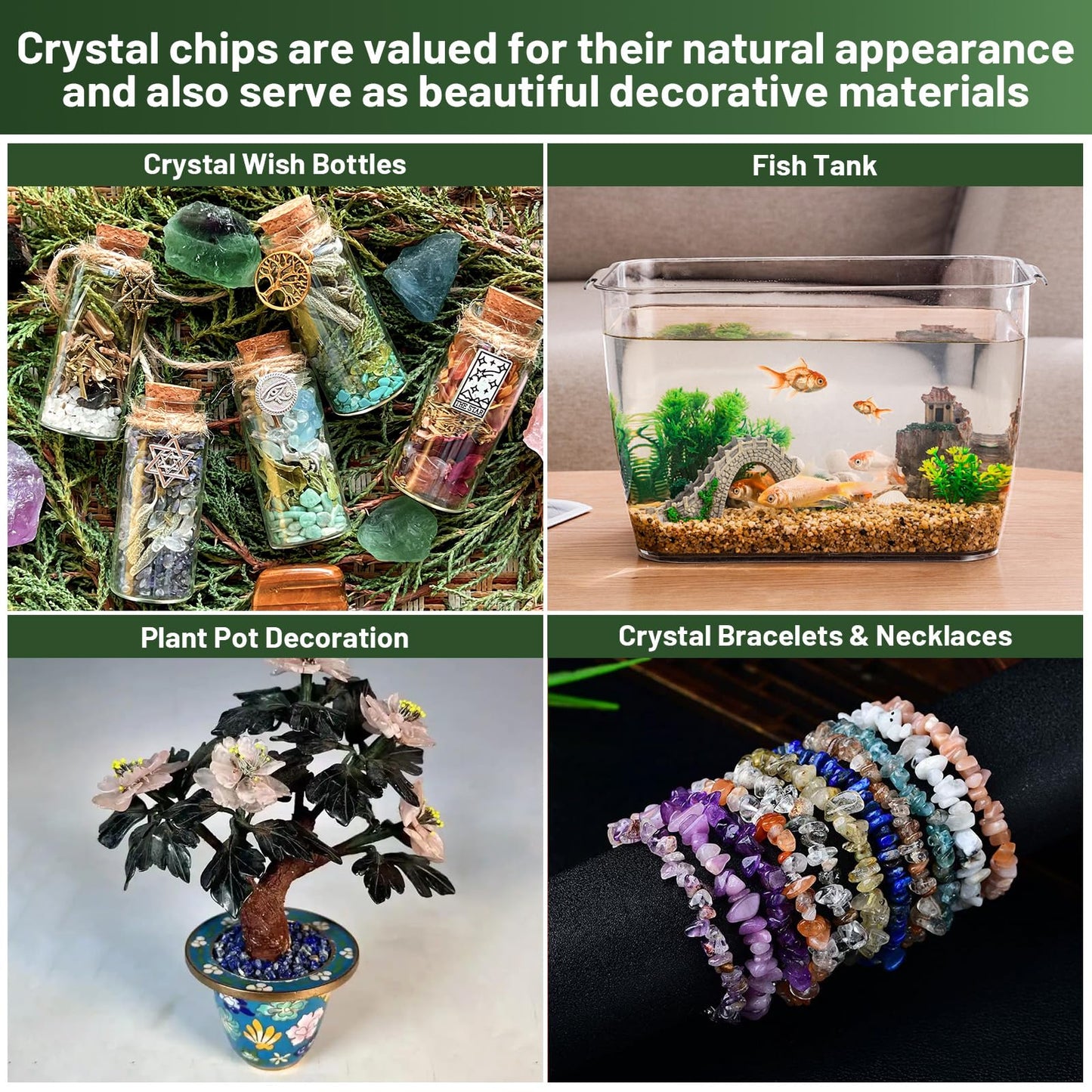 1.1lb Natural Green Jasper Crystal Chips-Healing Crystals Tumbled Chips, Green Jasper Crushed Crystal Gemstones for Crafts, Beautiful Package for Gift