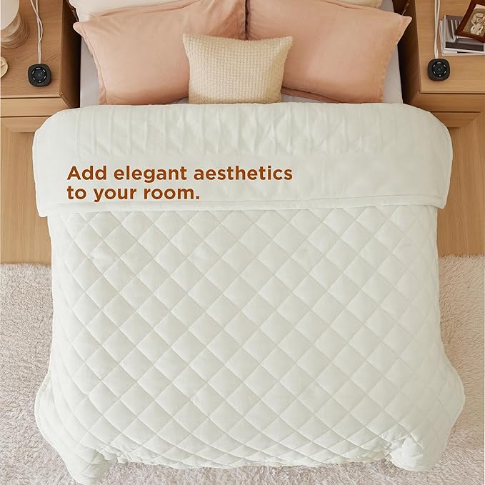 Bedsure Electric Blanket King Size - Dual Control Heated Weighted Blanket King with 10 Heat Settings, Fast Heating with 10 Time Settings (100x90 inches, Ivory)