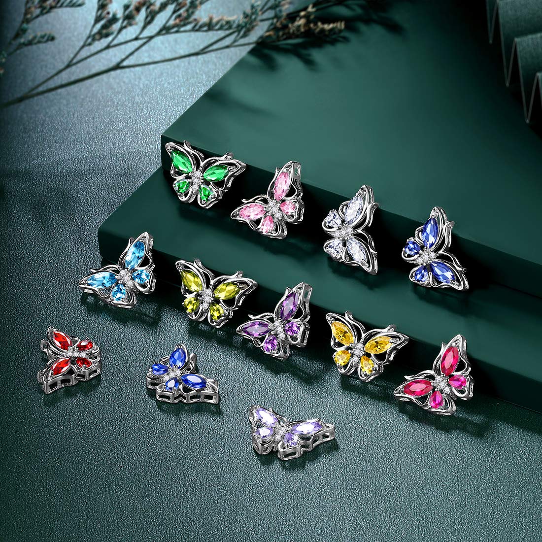 Hipunk Butterfly Purple Jewelry Sets Birthstone Women 925 Sterling Silver December-Tanzanite Birth Stone Animal Butterflies Jewelry Sets/Earring Set Crystal Birthday Jewelry SS0001D