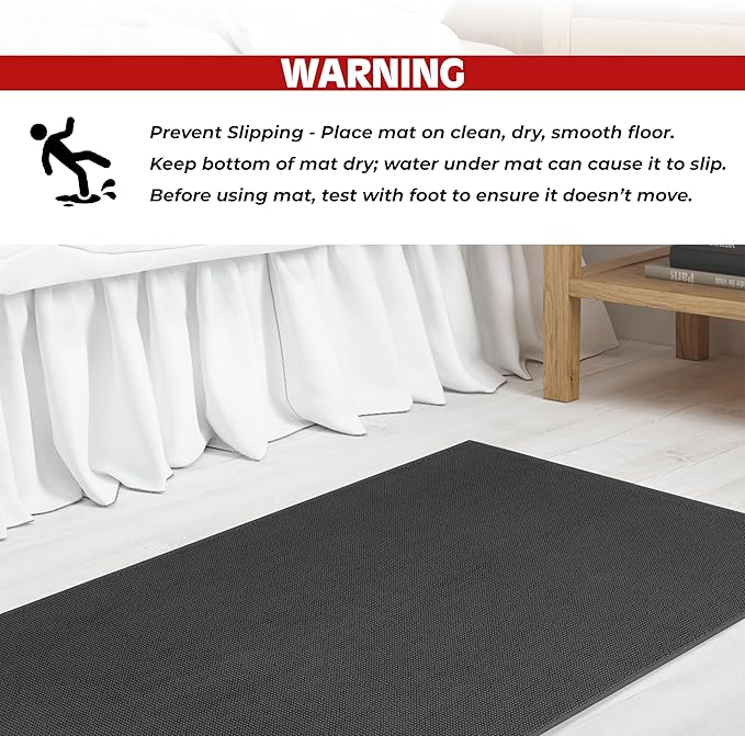 Cotton Paradise 100% Cotton Non Slip Bath Mats for Bathroom, 20x34 inch Soft Absorbent Quick Dry Machine Washable Floor Bath Mat, Dark Gray