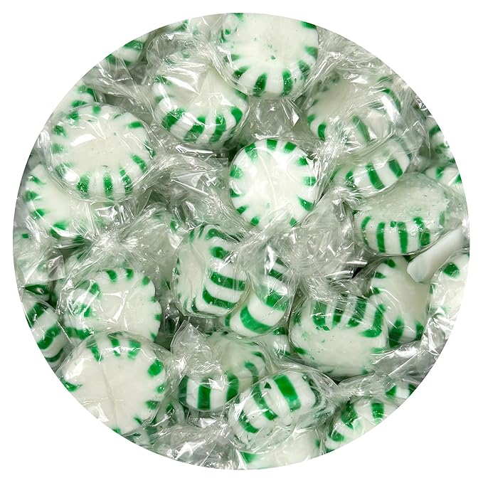 Arcor Starlight Spearmint Candy, 1 Pound Bulk Spearmint Hard Candy (Approx. 75 pcs.), Green Mints Individually, Green Candy