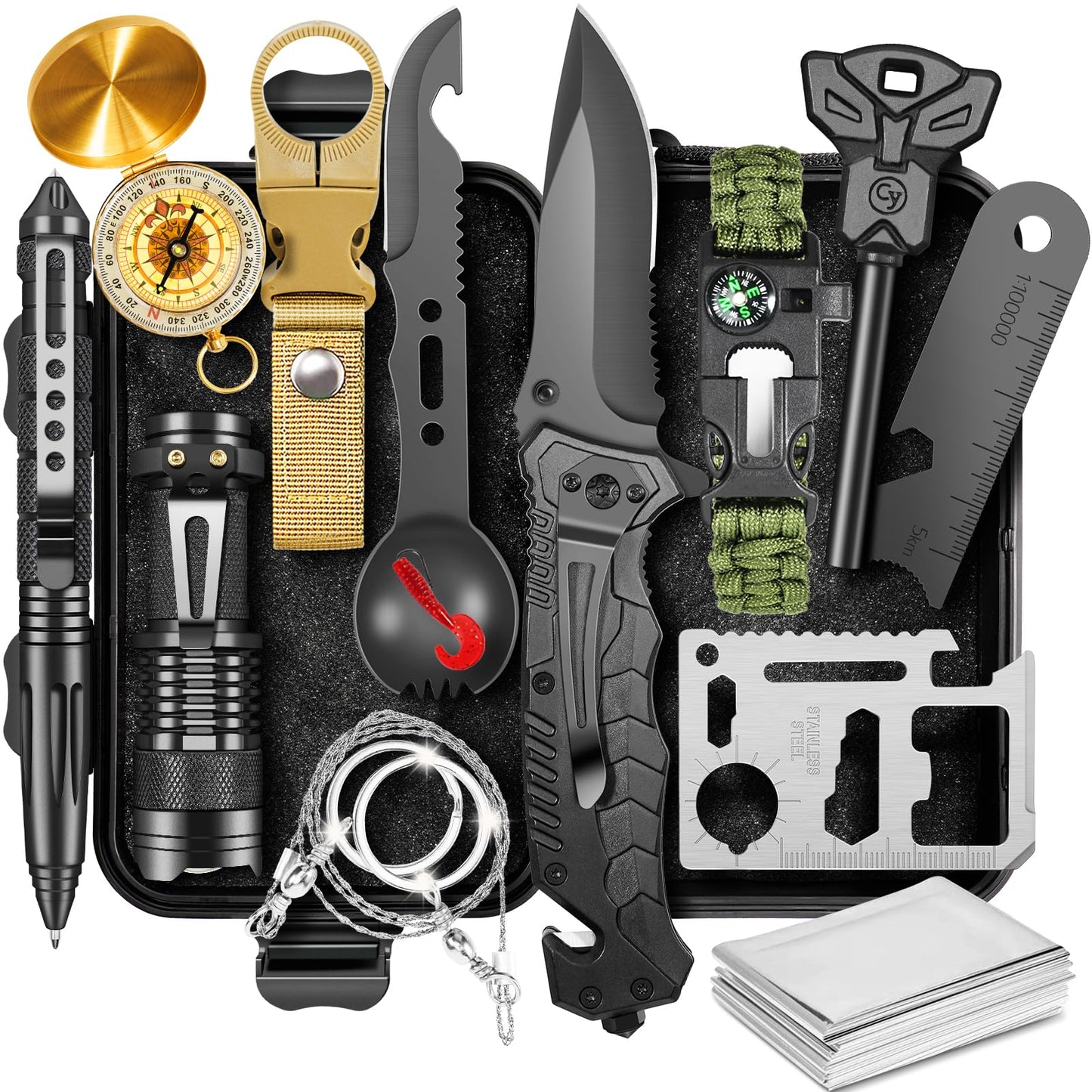 ASTNES Gifts for Men Him Dad, Survival Kits and Equipment 14 Pcs, Christmas Stocking Stuffers, Anniversary Birthday Gifts for Husband Boyfriend Guy, Camping Essentials, Cool Gadgets for Men