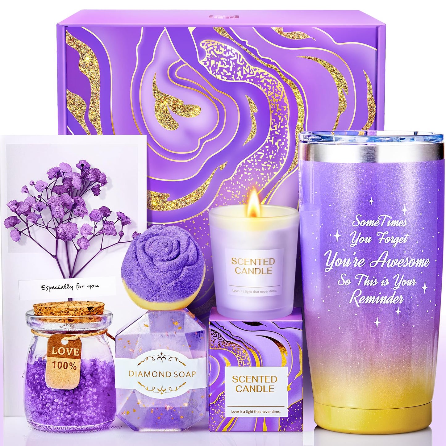 Gifts for Women, Mom, Wife, Her, Girlfriend, Sister, Bestie - Happy Birthday, Christmas, Graduation Gifts, Self Care Spa Gift Basket Set, Womens Teacher Nurse Employee Appreciation Gifts