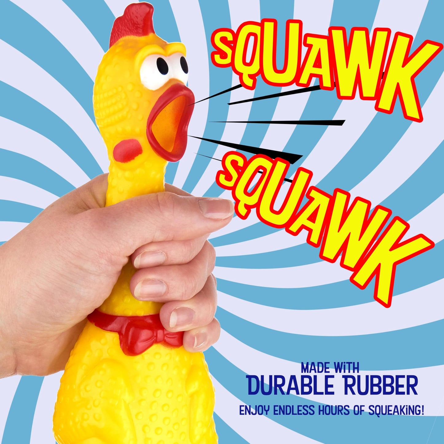 3pc Silly Screaming Chicken Set - Tactile Squeaky Chicken Squeeze Toy for Fun and Entertainment - Rubber Chickens That Squeak Screaming Chicken Toy Value Pack