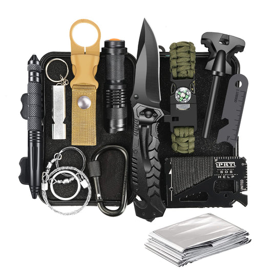 Gifts for Men Husband Dad Christmas, Survival Kit, Emergency Survival Gear and Equipment 14 in 1, Stocking Stuffers Birthday Gifts for Him Boyfriend, Hunting Fishing Camping Accessories, Cool Gadget