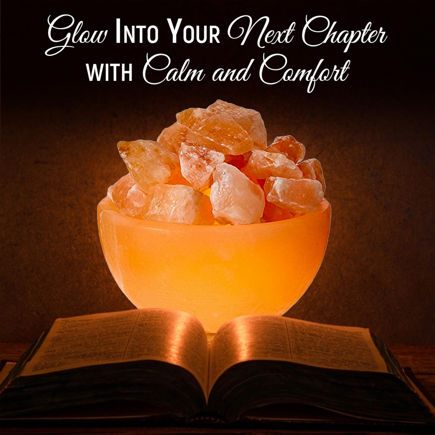 Himalayan Glow Natural Pink Salt Lamp Bowl with Crystal Chunks | Hand-Carved Himalayan Salt Lamp for Air Purification & Calming Ambiance | Home & Office Décor