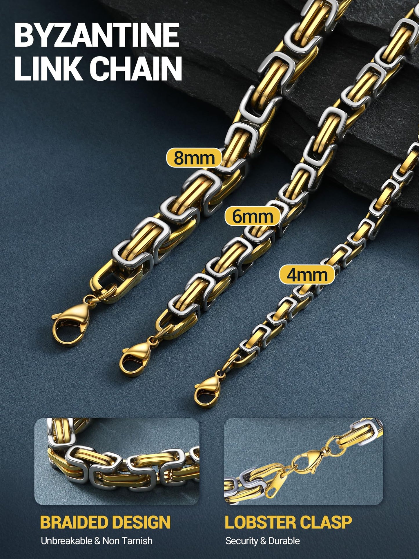 PROSTEEL Mens Necklace 4mm Stainless Steel Chain Necklace For Men Aesthetic Jewelry