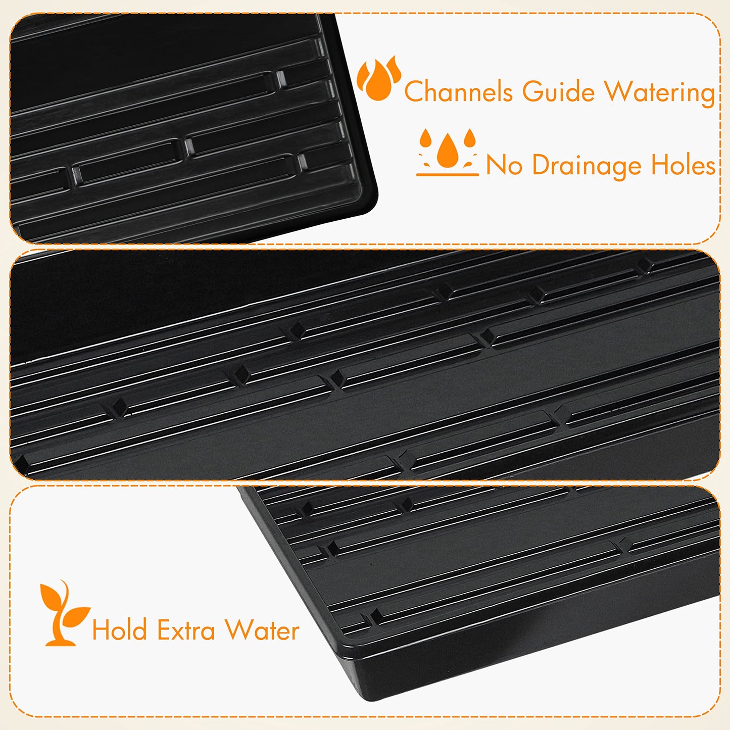 Gardzen 10 Pack Seed Trays, Reusable Plant Grow Trays, Ideal for Seed Starting, Microgreens, Indoor Gardening, and Greenhouse Plant Nurseries - No Drain Holes, 20"x10"
