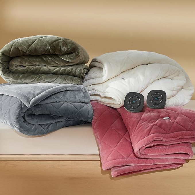 Bedsure Electric Blanket Queen Size - Dual Control Heated Weighted Blanket Queen with 10 Heat Settings, Fast Heating with 10 Time Settings (84x90 inches, Formal Gray)