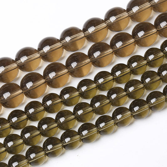 61PCS 6mm Smoky Crystal Quartz Glass Beads Natural Stone Round Loose Beads for Jewelry Making DIY Bracelet Necklace 15 Inch,Energy Stone Healing Power(6mm, Smoky Quartz Glass)