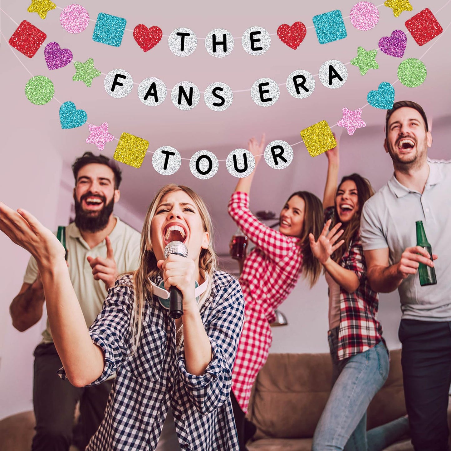302PCS DIY Friendship Bracelet Birthday Banner Customizable 6.6ft Glitter Happy Birthday Sign for Celebrating Birthdays and Graduations Birth-Tay Era Tour Decorations