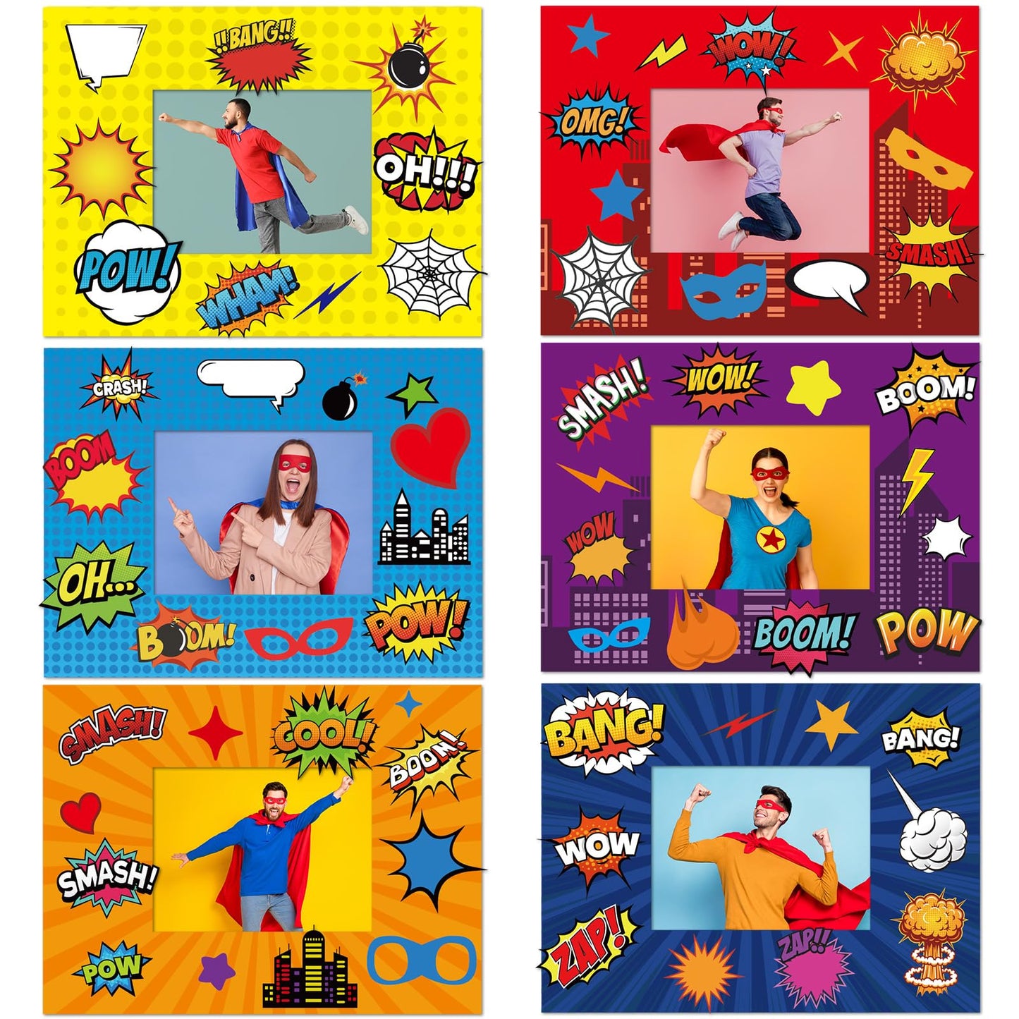 chiazllta 30 Pack Super Theme Hero DIY Picture Frame Craft Kit Fashion Hero DIY Photograph Craft Hero Stickers for Hero Art Craft Home Game Activities