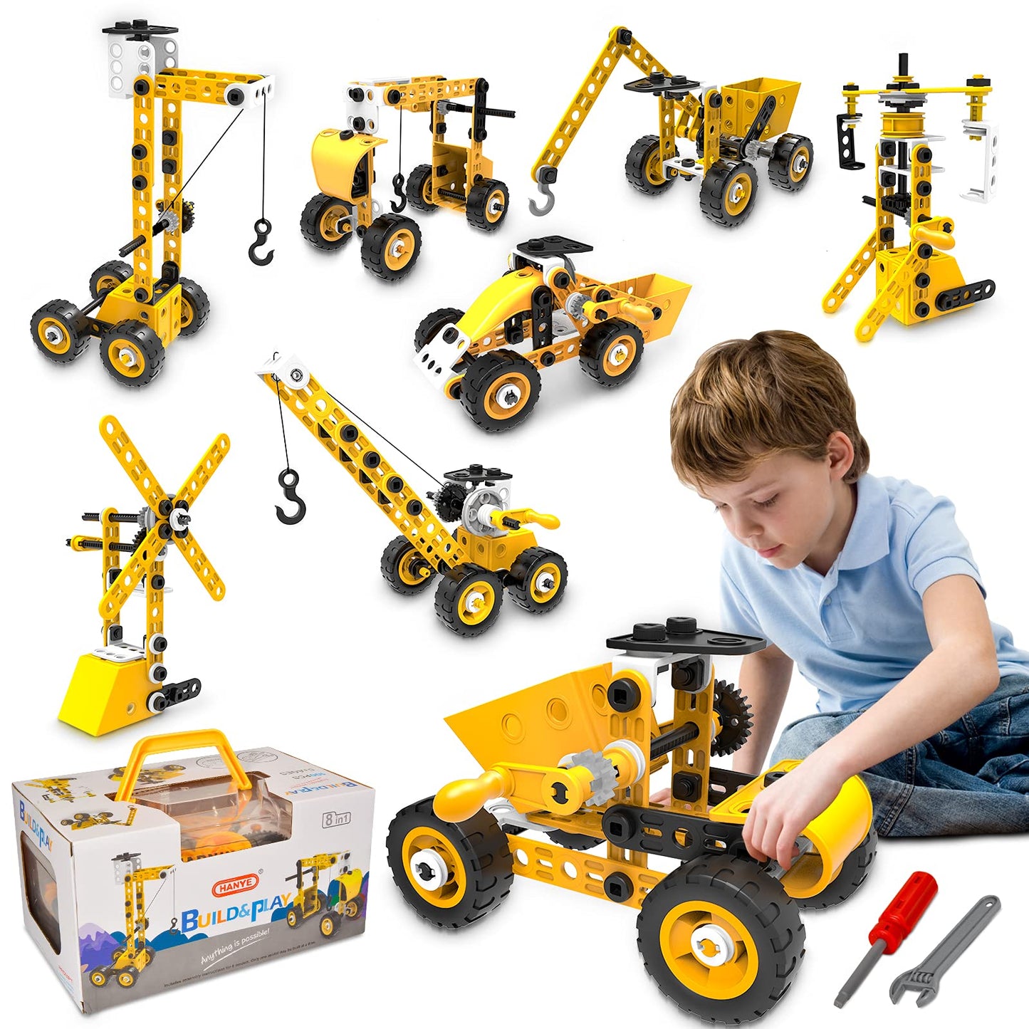 STEM Building Toys, 10 in 1 Construction Set for Preschool Kids, Educational Creative Games Holiday Idea Gift for 5+ Years Old, Stem Activities for Kids Ages 4-8 5-7 6-8 Boy Birthday Gifts