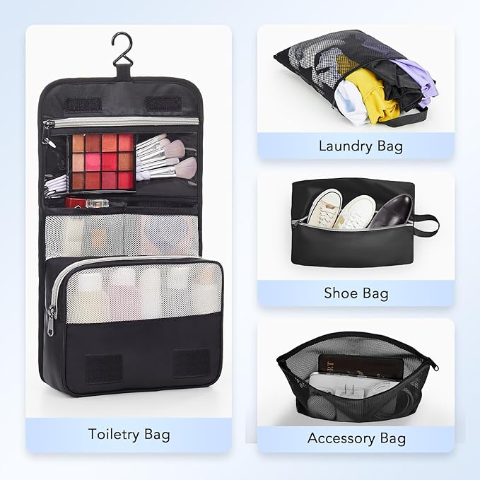 8 Set Compression Packing Cubes for Travel Essentials,Compressible Expandable Packing Cubes for Suitcase,OlarHike Luggage Organizer Bags for Travel,Handy Helper for Organizing Clothes(Black)