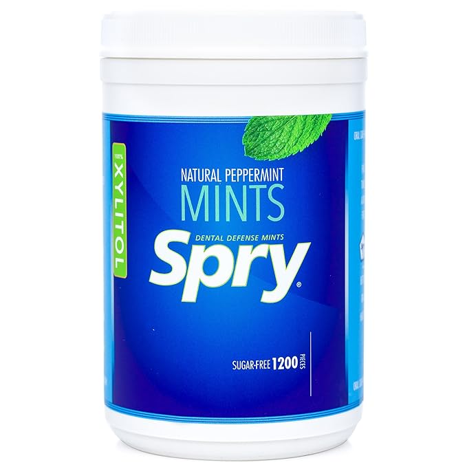 Spry Xylitol Peppermint Sugar Free Candy - Promote Oral Health, Increase Saliva Production, Stop Bad Breath, Non-GMO, Gluten-Free, 1200 Count (Pack of 1)