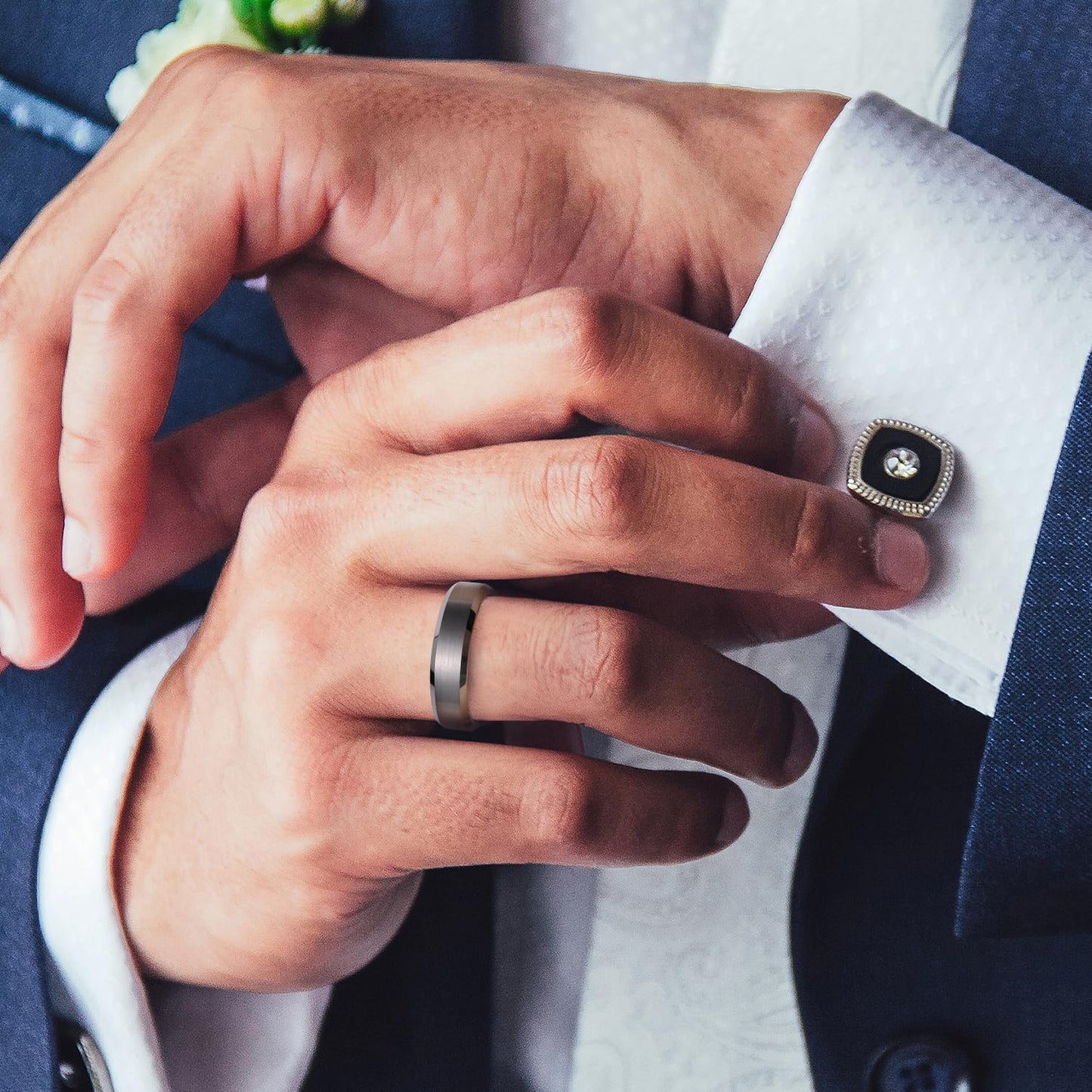 King Will 6mm Men's Gunmetal Gray Wedding Ring - Brushed Matte Surface, Beveled Polished Edge, Comfort Fit Size 13