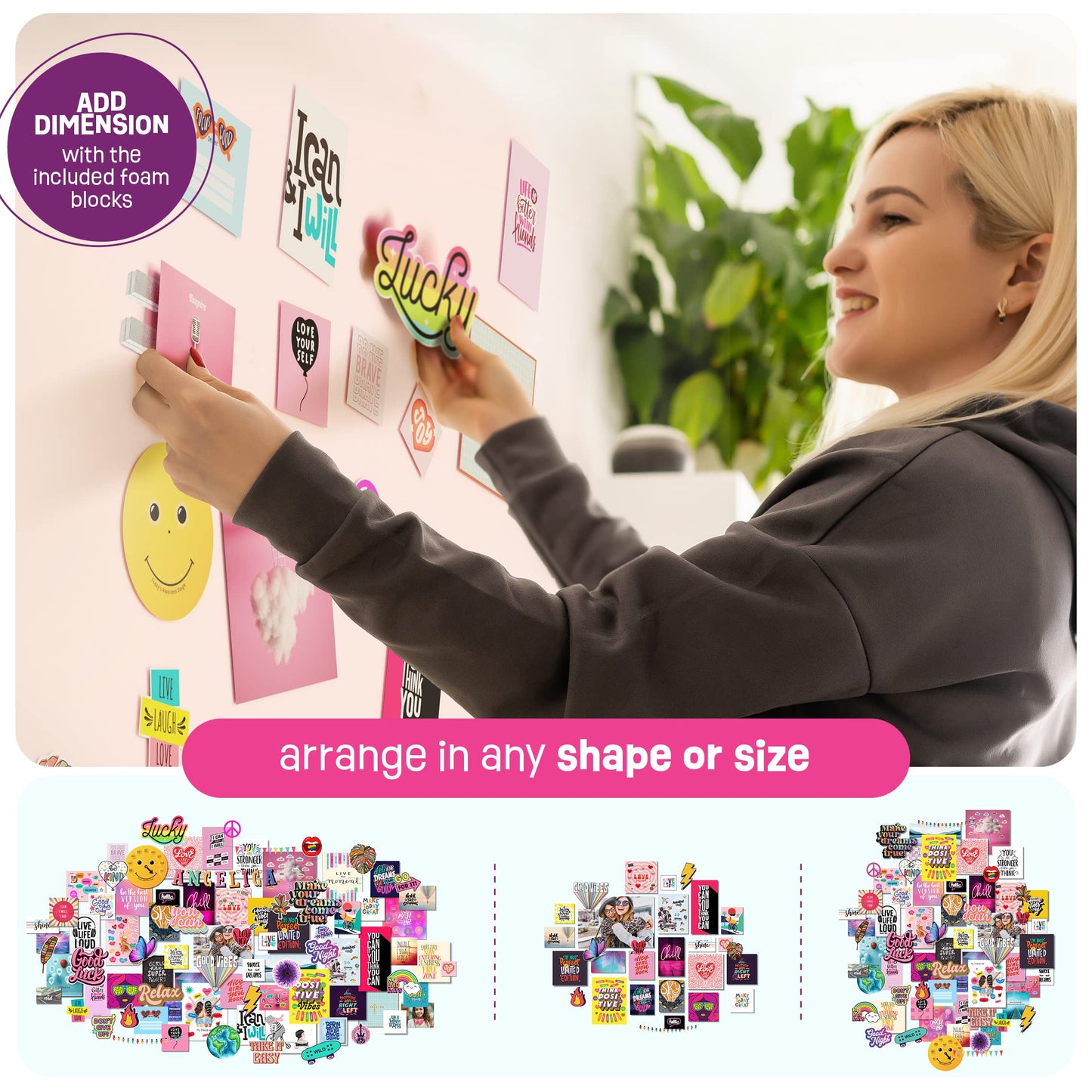 Pretty Me Wall Collage Kit for Teen & Tween Girls - Arts Craft Gift Ideas for Age 11, 12,13, 14, 15, 16 Year Old Girl - Birthday Gifts and Stuff for Teenage Bedroom Decor - Teens Creative Crafts Kits