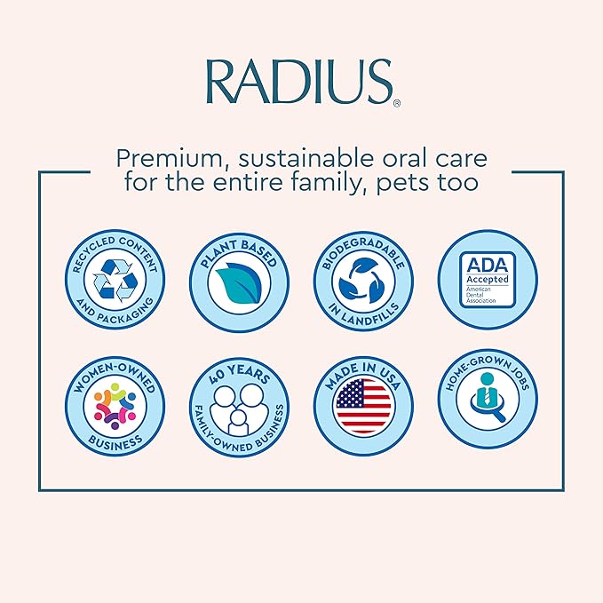 RADIUS Toothbrush Big Brush with Replaceable Head, Left Hand, Soft in Coral Sparkle, BPA Free and ADA Accepted, Designed to Improve Gum Health and Reduce The Risk of Gum Disease