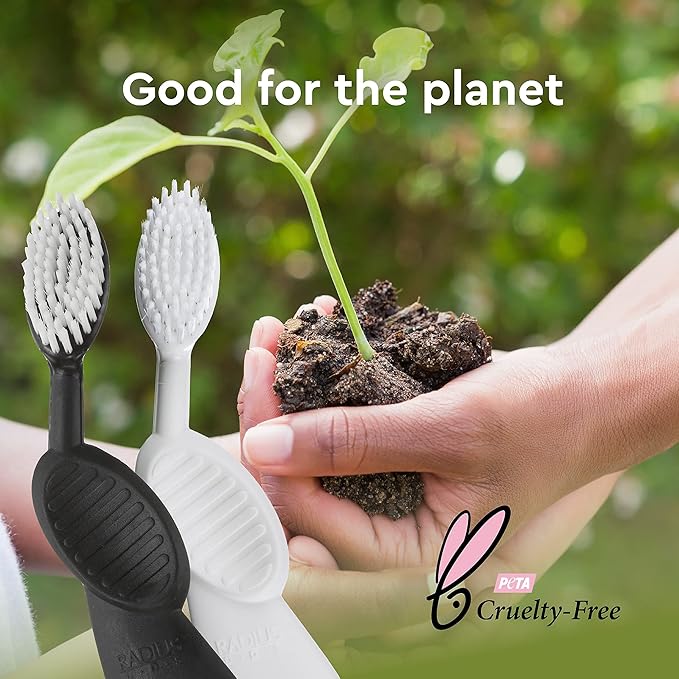 RADIUS Toothbrush, Flex Brush, Soft Bristles, Right Handed, Black Brush with White Bristles, BPA Free & ADA Accepted, Pack of 1 (Package May Vary)