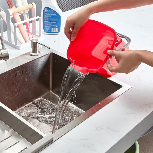 Irenare 8 Pcs Sanitizing Bucket 3 Quart Cleaning Pail Small Detergent Square, Spout and Handle Plastic Utility Sanitizer Buckets for Restaurant Kitchen Home Offices (Red)