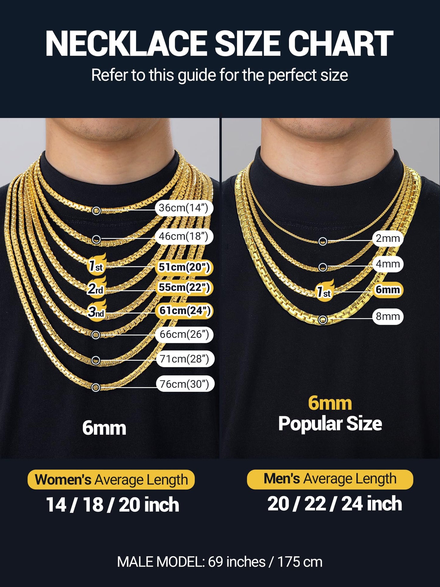 PROSTEEL Hip Hop Chain for Men Necklace Jewelry 18in 4mm Flat Chain Layering Necklaces