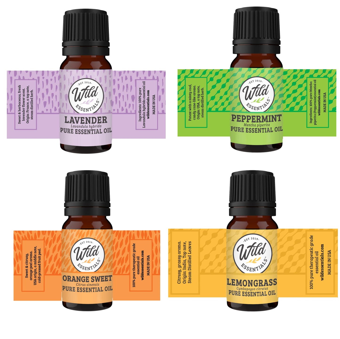 Wild Essentials Flower of Life Necklace Essential Oil Diffuser Kit, Lavender, Lemongrass, Peppermint, Orange Oils, 12 Refill Pads, Calming Aromatherapy Gift Set, Customizable Color Changing, Perfume