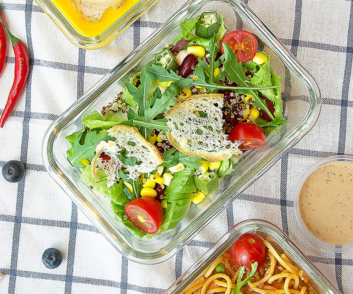 [8-Pack,30 oz]Glass Meal Prep Containers,Glass Food Storage Containers,Airtight lunch Containers with Lids, Microwave, Oven, Freezer and Dishwasher