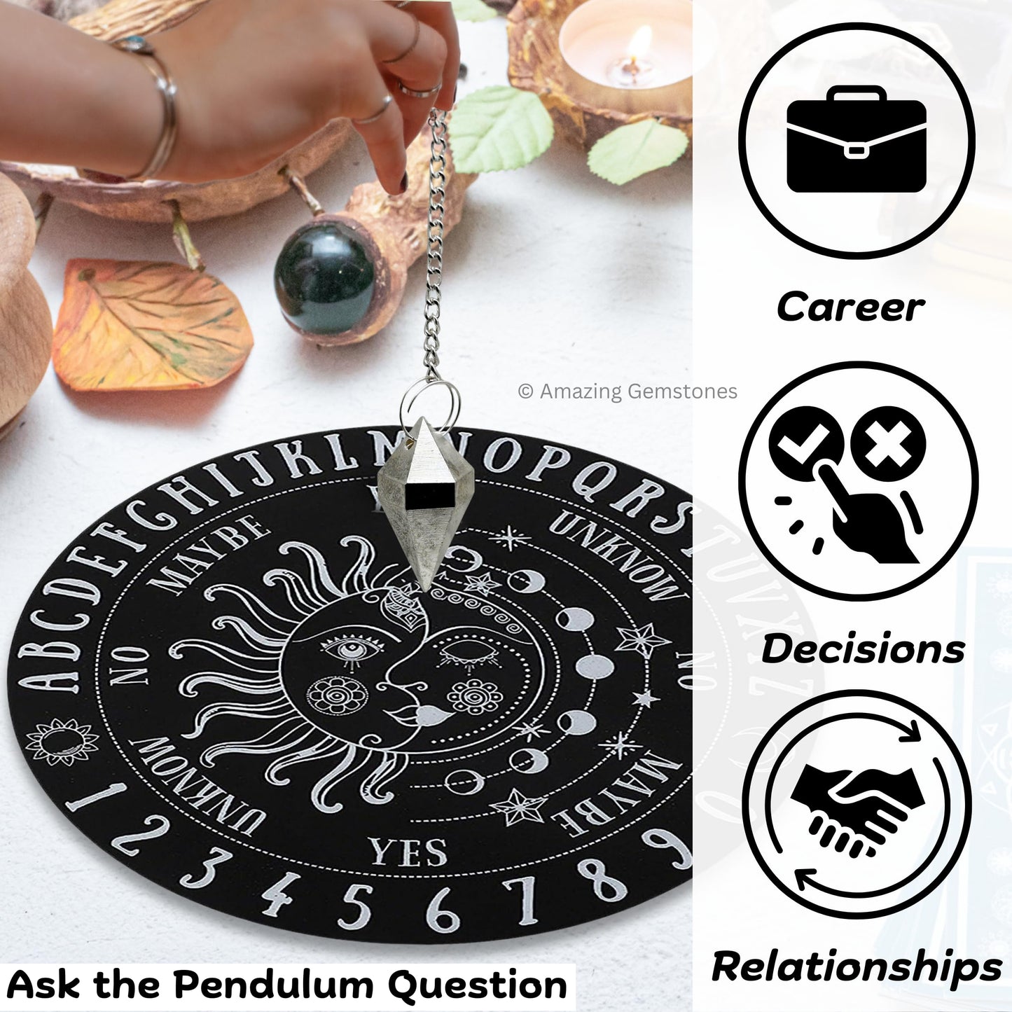 Amazing Gemstone Healing Metal Pendulums for Divination, Silver Double Point Cone Steel Copper Pendulum High Energy Pendulo de Bronce Pendulos de Mesa MP44